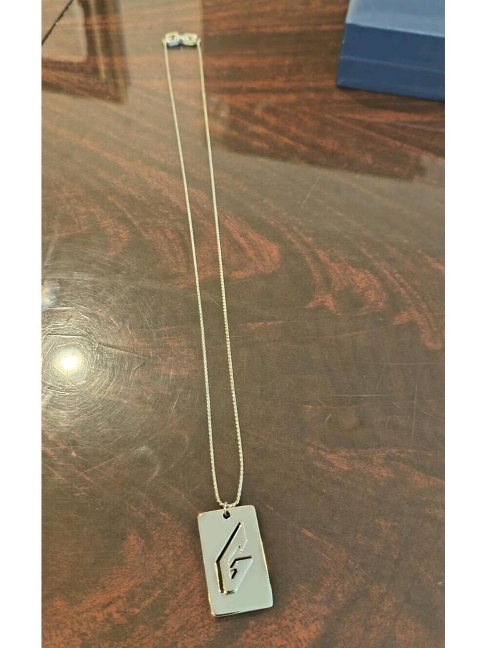 Vintage Givenchy Logo Dog Tag Silver Tone Necklace 1979 Signed Mens Unisex